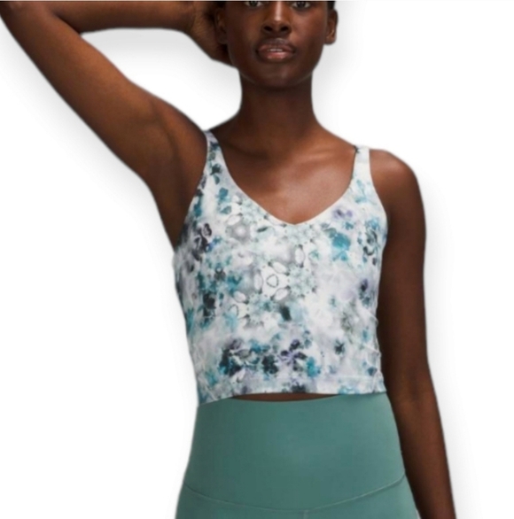 Lululemon Align Crop Tank in Kaleidofloral Multi Gray Blue 8 - Picture 1 of 16